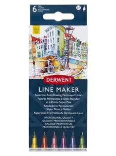   Tűfilc készlet, 0,3 mm, DERWENT "Line Marker", 6 különböző szín (E2305576)