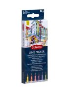 Tűfilc készlet, 0,3 mm, DERWENT "Line Marker", 6 különböző szín (E2305576)