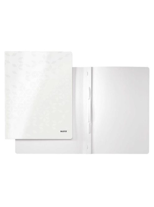 Gyorsfűző, laminált karton, A4, LEITZ "Wow", fehér (E30010001)