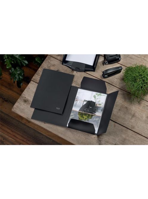 Pólyás dosszié, karton, A4, LEITZ "Recycle", fekete (E39060095)