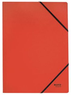   Gumis mappa, karton, A4, LEITZ "Recycle", piros (E39080025)