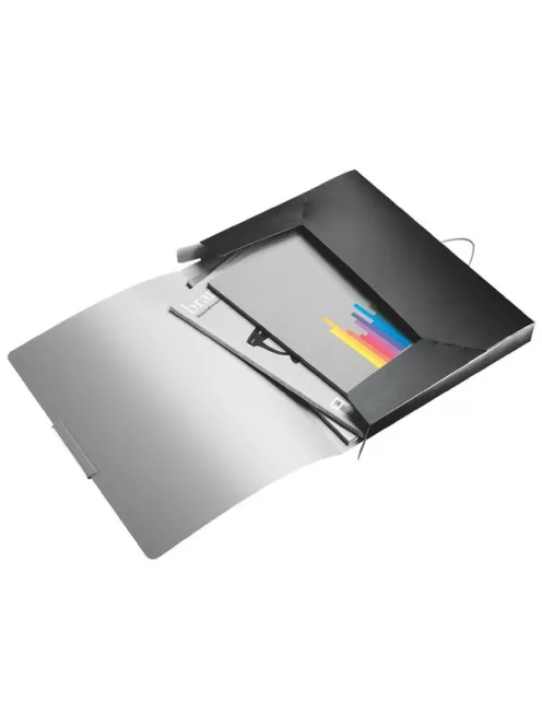Gumis mappa, 30 mm, PP, A4, LEITZ "Style Jumbo", szaténfekete (E39560094)