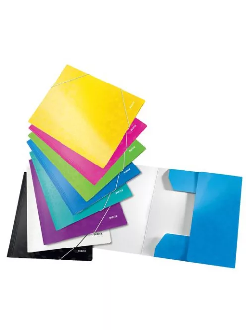 Gumis mappa, 15 mm, karton, A4, LEITZ "Wow", fehér (E39820001)