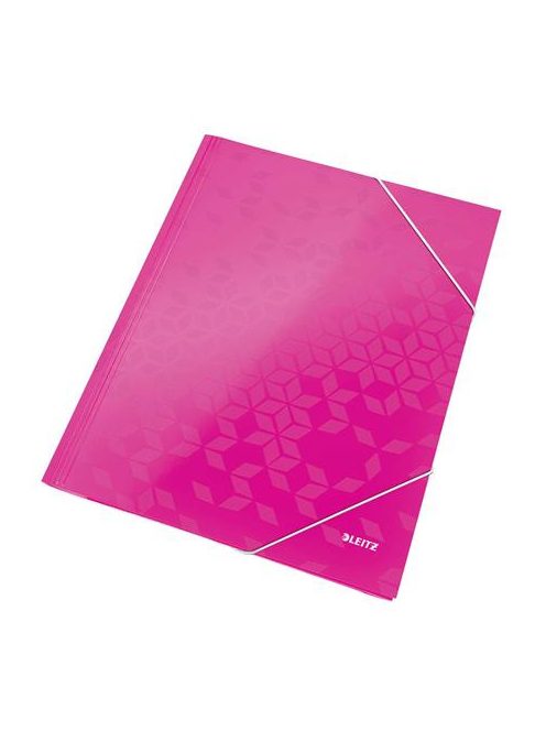 Gumis mappa, 15 mm, karton, A4, LEITZ "Wow", rózsaszín (E39820023)