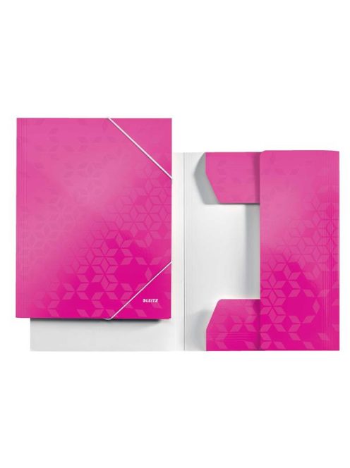 Gumis mappa, 15 mm, karton, A4, LEITZ "Wow", rózsaszín (E39820023)