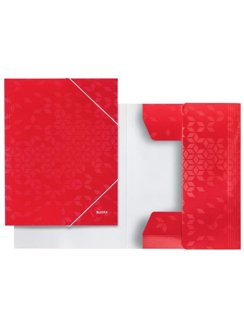 Gumis mappa, 15 mm, karton, A4, LEITZ "Wow", piros (E39820026)