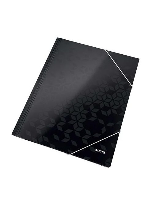 Gumis mappa, 15 mm, karton, A4, LEITZ "Wow", fekete (E39820095)