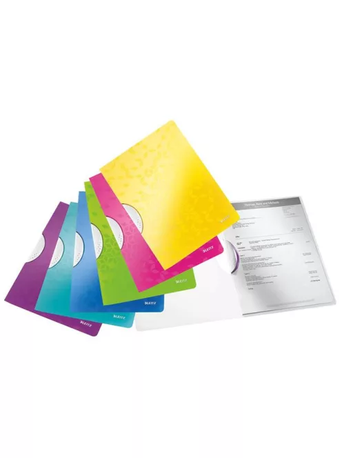 Gyorsfűző, klipes, PP, A4, LEITZ "Wow ColorClip", fehér (E41850001)