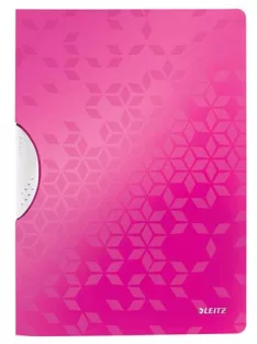   Gyorsfűző, klipes, PP, A4, LEITZ "Wow ColorClip" rózsaszín (E41850023)