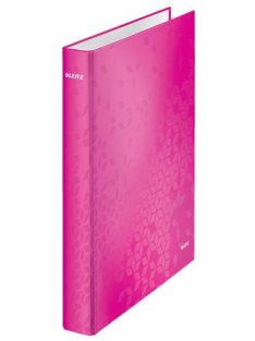   Gyűrűs könyv, 2 gyűrű, D alakú, 40 mm, A4 Maxi, karton, LEITZ "Wow", rózsaszín (E42410023)