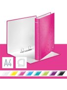 Gyűrűs könyv, 2 gyűrű, D alakú, 40 mm, A4 Maxi, karton, LEITZ "Wow", rózsaszín (E42410023)