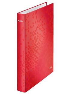   Gyűrűs könyv, 2 gyűrű, D alakú, 40 mm, A4 Maxi, karton, LEITZ "Wow", piros (E42410026)