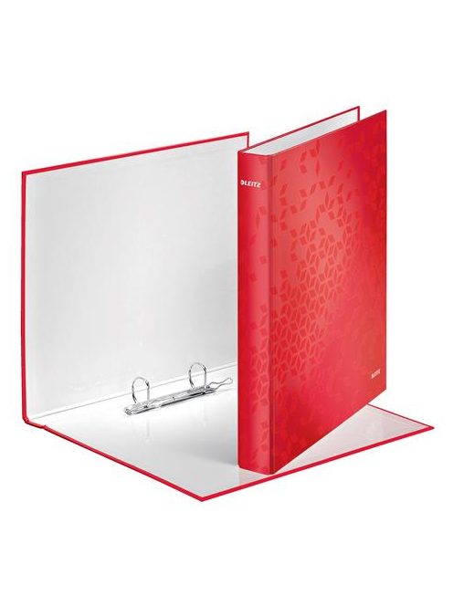 Gyűrűs könyv, 2 gyűrű, D alakú, 40 mm, A4 Maxi, karton, LEITZ "Wow", piros (E42410026)