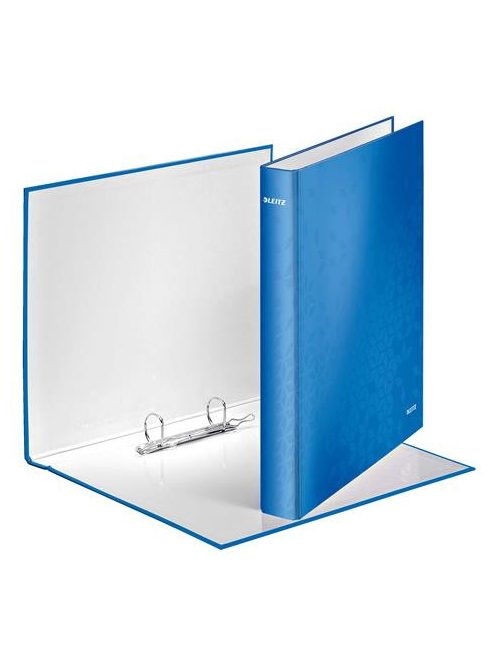 Gyűrűs könyv, 2 gyűrű, D alakú, 40 mm, A4 Maxi, karton, LEITZ "Wow", kék (E42410036)
