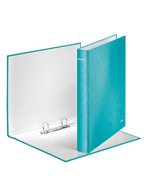 Gyűrűs könyv, 2 gyűrű, D alakú, 40 mm, A4 Maxi, karton, LEITZ "Wow", jégkék (E42410051)