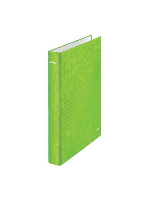 Gyűrűs könyv, 2 gyűrű, D alakú, 40 mm, A4 Maxi, karton, LEITZ "Wow", zöld (E42410054)