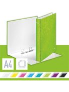 Gyűrűs könyv, 2 gyűrű, D alakú, 40 mm, A4 Maxi, karton, LEITZ "Wow", zöld (E42410054)
