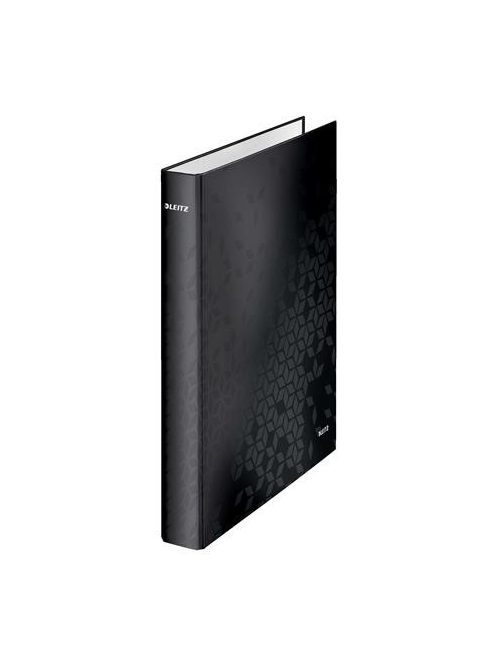 Gyűrűs könyv, 2 gyűrű, D alakú, 40 mm, A4 Maxi, karton, LEITZ "Wow", fekete (E42410095)