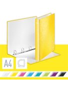 Gyűrűs könyv, 4 gyűrű, D alakú, 40 mm, A4 Maxi, karton, LEITZ "Wow", sárga (E42420016)