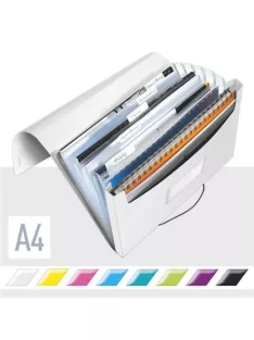   Harmonikamappa, A4, PP, 6 rekeszes, LEITZ "Wow", fehér (E45890001)