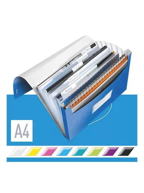 Harmonikamappa, A4, PP, 6 rekeszes, LEITZ "Wow", kék (E45890036)