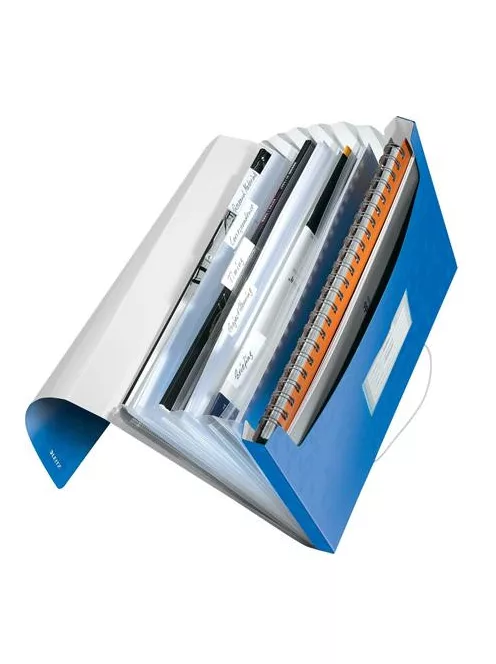 Harmonikamappa, A4, PP, 6 rekeszes, LEITZ "Wow", kék (E45890036)