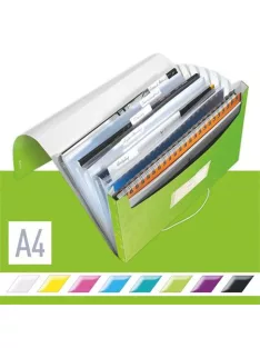   Harmonikamappa, A4, PP, 6 rekeszes, LEITZ "Wow", zöld (E45890054)
