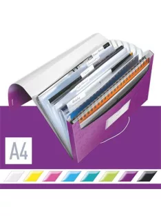   Harmonikamappa, A4, PP, 6 rekeszes, LEITZ "Wow", lila (E45890062)