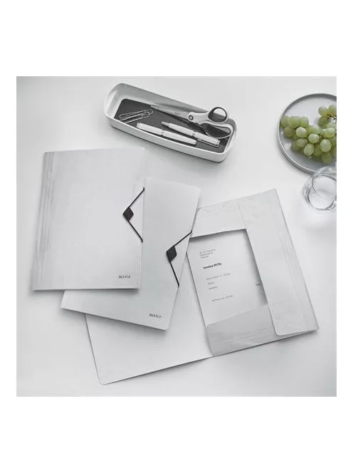Gumis mappa, PP, A4, LEITZ "Wow", fehér (E45990001)