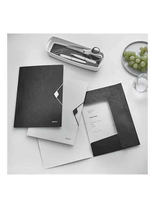 Gumis mappa, PP, A4, LEITZ "Wow", fekete (E45990095)