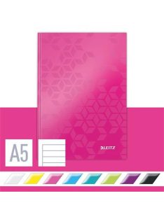   Beíró, A5, vonalas, 80 lap, keményfedeles, LEITZ "Wow", rózsaszín (E46271023)