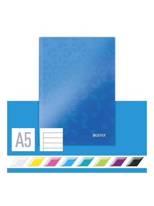 Beíró, A5, vonalas, 80 lap, keményfedeles, LEITZ "Wow", kék (E46271036)