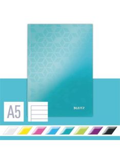   Beíró, A5, vonalas, 80 lap, keményfedeles, LEITZ "Wow", jégkék (E46271051)