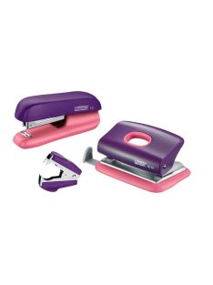   Tűzőgép, lyukasztó és kapocskiszedő szett, 10 lap, RAPID "F5 Mini", lila/barack (E5000372)