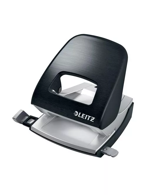 Lyukasztó, kétlyukú, 30 lap, fém, LEITZ "Nexxt Style, szaténfekete (E50060094)
