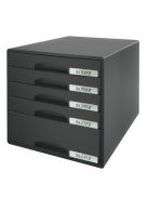 Irattároló, műanyag, 5 fiókos, LEITZ "Plus", fekete (E52110095)