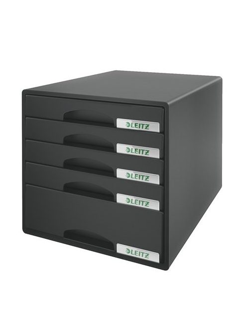Irattároló, műanyag, 5 fiókos, LEITZ "Plus", fekete (E52110095)