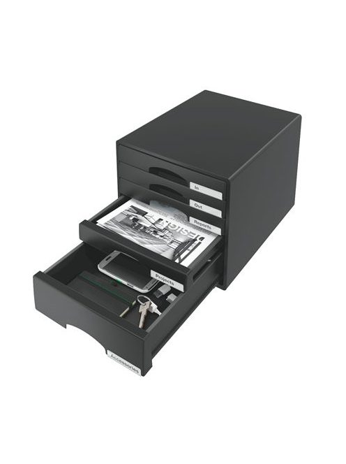 Irattároló, műanyag, 5 fiókos, LEITZ "Plus", fekete (E52110095)