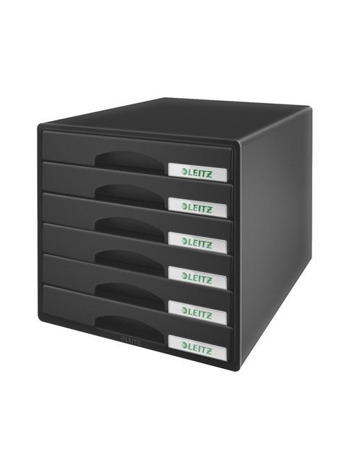 Irattároló, műanyag, 6 fiókos, LEITZ "Plus", fekete (E52120095)
