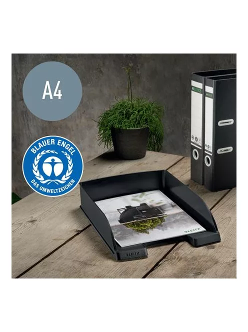 Irattálca, műanyag, A4, LEITZ "Recycle", fekete (E52275095)