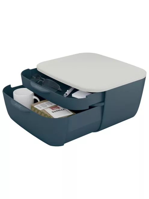 Irattároló, műanyag, 2 fiókos, LEITZ "Cosy", bársonyszürke (E53570089)
