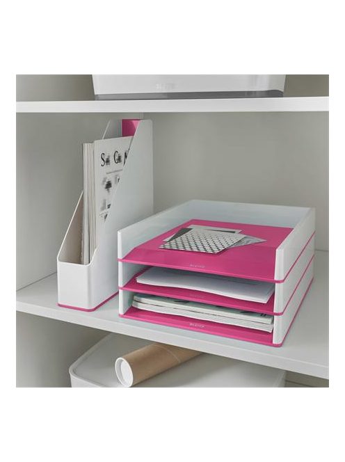 Iratpapucs, műanyag, 73 mm, kettős színhatású, LEITZ "Wow", rózsaszín (E53621023)