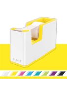 Ragasztószalag-adagoló, asztali, feltöltött, LEITZ "Wow", fehér-sárga (E53641016)