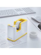 Ragasztószalag-adagoló, asztali, feltöltött, LEITZ "Wow", fehér-sárga (E53641016)