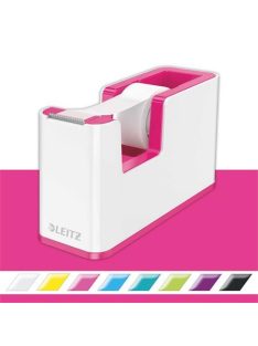   Ragasztószalag-adagoló, asztali, feltöltött, LEITZ "Wow", fehér-rózsaszín (E53641023)