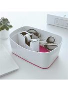 Ragasztószalag-adagoló, asztali, feltöltött, LEITZ "Wow", fehér-rózsaszín (E53641023)