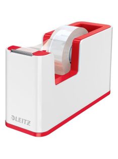   Ragasztószalag-adagoló, asztali, feltöltött, LEITZ "Wow", fehér-piros (E53641026)