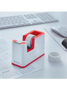   Ragasztószalag-adagoló, asztali, feltöltött, LEITZ "Wow", fehér-piros (E53641026)