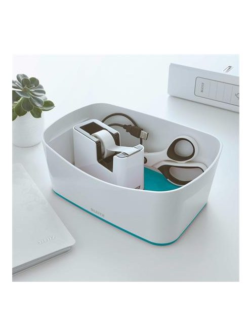 Ragasztószalag-adagoló, asztali, feltöltött, LEITZ "Wow", fehér-jégkék (E53641051)