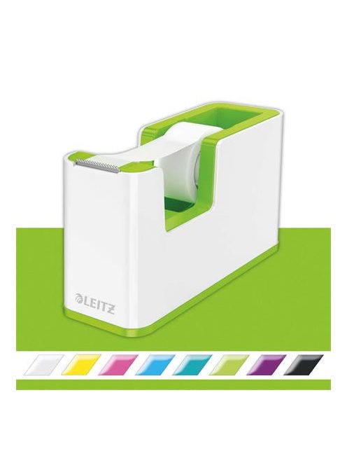 Ragasztószalag-adagoló, asztali, feltöltött, LEITZ "Wow", fehér-zöld (E53641054)
